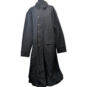 Scully Vintage Western Gothic Black Duster Coat Jacket Large Corduroy Trim